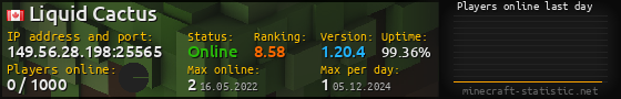 Userbar 560x90 with online players chart for server 149.56.28.198:25565