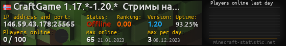 Userbar 560x90 with online players chart for server 146.59.43.178:25565