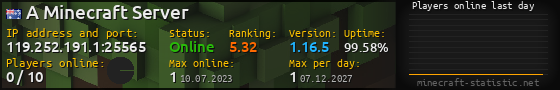 Userbar 560x90 with online players chart for server 119.252.191.1:25565