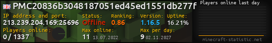 Userbar 560x90 with online players chart for server 213.239.204.169:25696