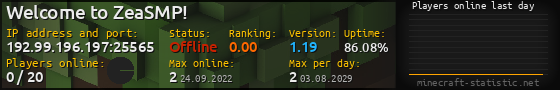 Userbar 560x90 with online players chart for server 192.99.196.197:25565