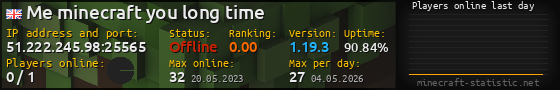 Userbar 560x90 with online players chart for server 51.222.245.98:25565