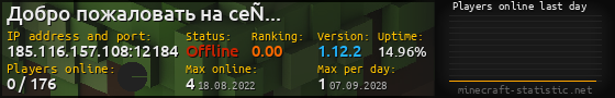 Userbar 560x90 with online players chart for server 185.116.157.108:12184