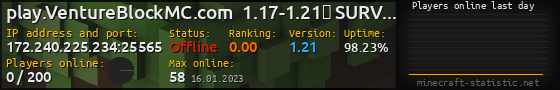 Userbar 560x90 with online players chart for server 172.240.225.234:25565