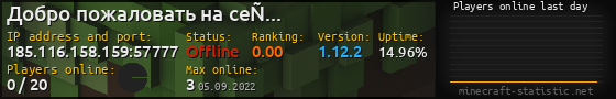 Userbar 560x90 with online players chart for server 185.116.158.159:57777