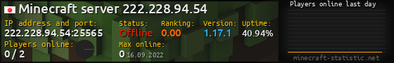Userbar 560x90 with online players chart for server 222.228.94.54:25565
