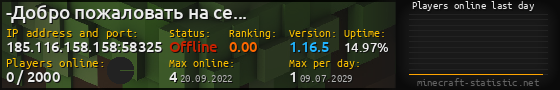 Userbar 560x90 with online players chart for server 185.116.158.158:58325