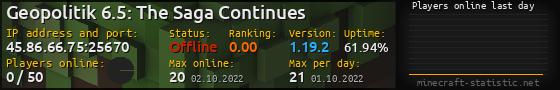 Userbar 560x90 with online players chart for server 45.86.66.75:25670