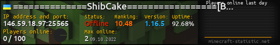Userbar 560x90 with online players chart for server 146.59.18.97:25565