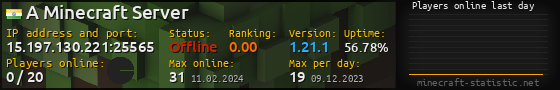 Userbar 560x90 with online players chart for server 15.197.130.221:25565