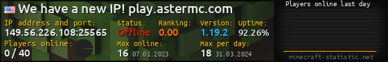 Userbar 560x90 with online players chart for server 149.56.226.108:25565