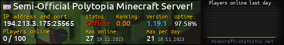 Userbar 560x90 with online players chart for server 194.213.3.175:25565