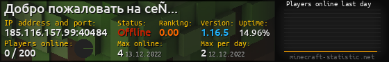 Userbar 560x90 with online players chart for server 185.116.157.99:40484
