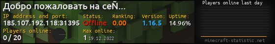 Userbar 560x90 with online players chart for server 185.107.192.118:31395