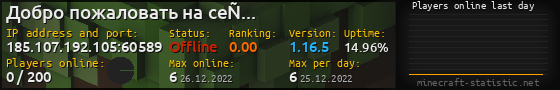 Userbar 560x90 with online players chart for server 185.107.192.105:60589
