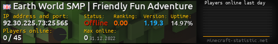 Userbar 560x90 with online players chart for server 92.30.225.73:25565