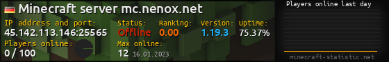 Userbar 560x90 with online players chart for server 45.142.113.146:25565