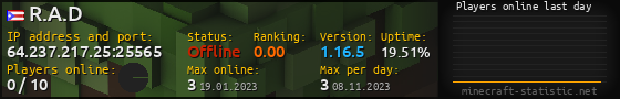Userbar 560x90 with online players chart for server 64.237.217.25:25565