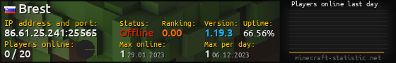 Userbar 560x90 with online players chart for server 86.61.25.241:25565