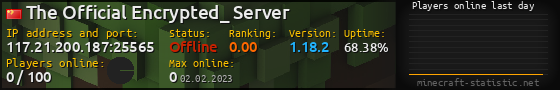 Userbar 560x90 with online players chart for server 117.21.200.187:25565