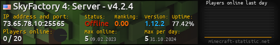 Userbar 560x90 with online players chart for server 73.65.78.10:25565