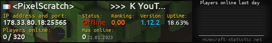 Userbar 560x90 with online players chart for server 178.33.80.18:25565