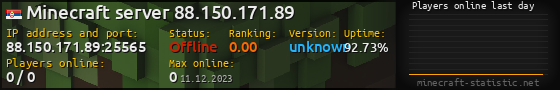 Userbar 560x90 with online players chart for server 88.150.171.89:25565