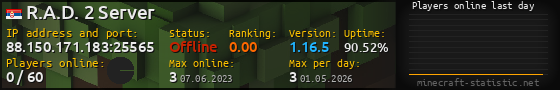 Userbar 560x90 with online players chart for server 88.150.171.183:25565