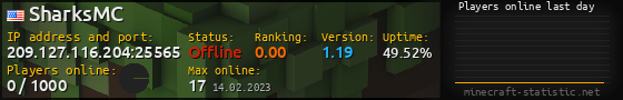 Userbar 560x90 with online players chart for server 209.127.116.204:25565