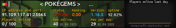 Userbar 560x90 with online players chart for server 91.109.117.41:25565