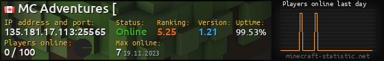 Userbar 560x90 with online players chart for server 135.181.17.113:25565