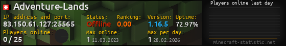 Userbar 560x90 with online players chart for server 83.150.61.127:25565