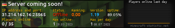 Userbar 560x90 with online players chart for server 31.214.162.16:25565