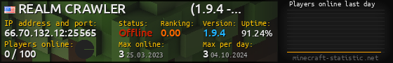 Userbar 560x90 with online players chart for server 66.70.132.12:25565
