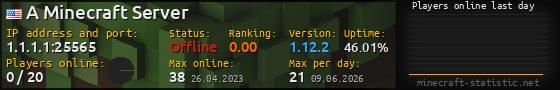 Userbar 560x90 with online players chart for server 1.1.1.1:25565