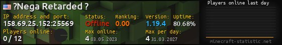Userbar 560x90 with online players chart for server 158.69.25.152:25569