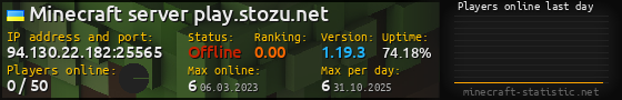 Userbar 560x90 with online players chart for server 94.130.22.182:25565