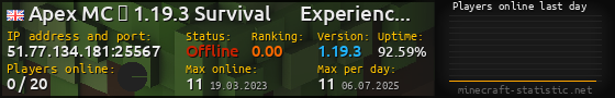 Userbar 560x90 with online players chart for server 51.77.134.181:25567