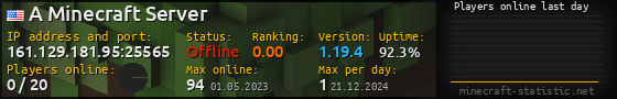Userbar 560x90 with online players chart for server 161.129.181.95:25565