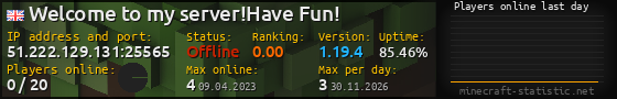 Userbar 560x90 with online players chart for server 51.222.129.131:25565