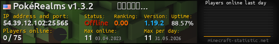 Userbar 560x90 with online players chart for server 54.39.12.102:25565