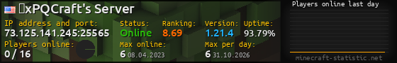 Userbar 560x90 with online players chart for server 73.125.141.245:25565
