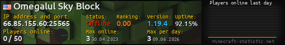 Userbar 560x90 with online players chart for server 66.85.155.60:25565
