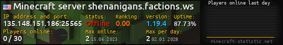 Userbar 560x90 with online players chart for server 135.148.151.186:25565