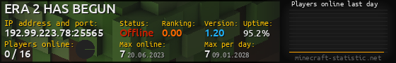 Userbar 560x90 with online players chart for server 192.99.223.78:25565