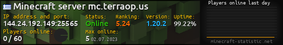 Userbar 560x90 with online players chart for server 144.24.192.149:25565