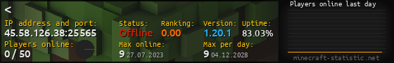 Userbar 560x90 with online players chart for server 45.58.126.38:25565