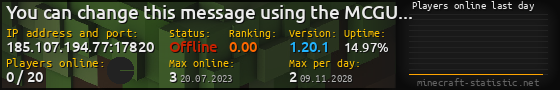 Userbar 560x90 with online players chart for server 185.107.194.77:17820