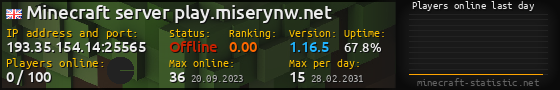 Userbar 560x90 with online players chart for server 193.35.154.14:25565