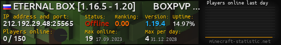 Userbar 560x90 with online players chart for server 212.192.29.48:25565